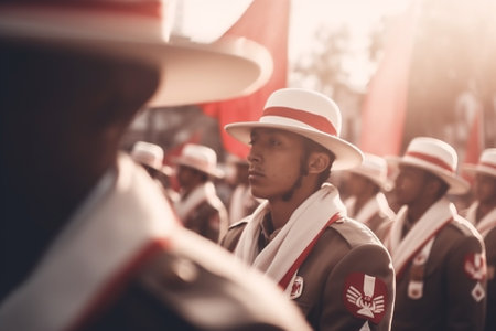 Peru Independence Day Celebration, July 28th, Felices Fiestas Patrias or Peruvian pride freedom admiration holiday. Generative AI.の素材