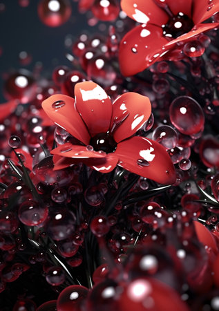 Flower with water droplets. flower blossom blooming , stock photo, spring summer flower, single plants, love, valentine day, Gentle soft elegant airy artistic image. macro on petals. Generative AI.の素材