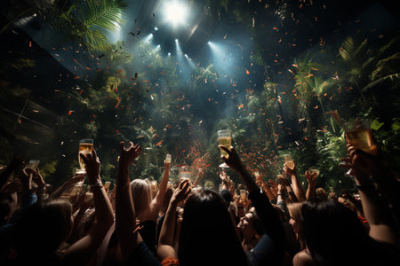 Nightlife Latin party, Celebration entertainment, dancing disco, reggaeton cumbia. traditional latin argentinian dance milonga, tango salsa bachata kizomba. Bright outfits, fun celebrate Carnavalの素材