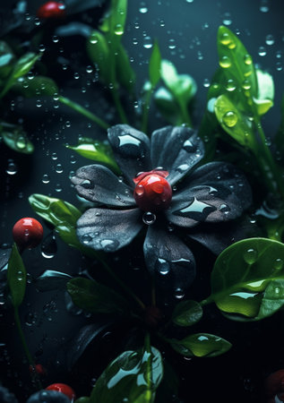 Flower with water droplets. flower blossom blooming , stock photo, spring summer flower, single plants, love, valentine day, Gentle soft elegant airy artistic image. macro on petals. Generative AI.の素材