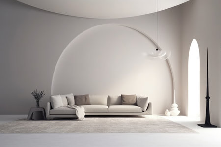 Interior design of living room in luxury home. architecture design with elegant luxury style. modern house. Modern. Cozy apartment. Home decor. Contemporary Vision and Architechture. Generative AI.の素材