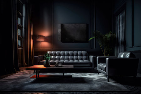 Interior design of living room in luxury home. architecture design with elegant luxury style. modern house. Modern. Cozy apartment. Home decor. Contemporary Vision and Architechture. Generative AI.の素材