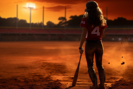Softball Baseball. team sport with a ball, Fast pitch, Slow pitch, An energetic game of bat and ball, glove. Teamwork, sportsmanship, Entertainment on the outside.の素材