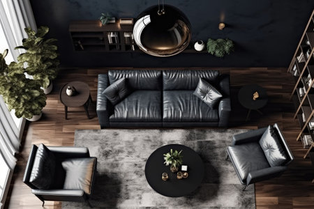 Interior design of living room in luxury home. architecture design with elegant luxury style. modern house. Modern. Cozy apartment. Home decor. Contemporary Vision and Architechture. Generative AI.の素材
