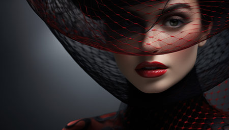 Mystery girl, hidden under the veil, cassock mask elegance gentlemanly luxury carnival ball, overeating mystery and fantasy, creative photos and elegant stylish presentationの素材