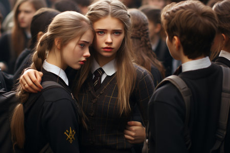 Bullying harassment aggressive harassment and bullying of a team member, social problem of schools, stop problem, bullying of weak students, attention to the trouble , protection of the feebleの素材