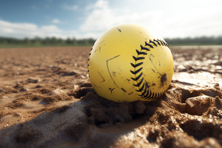 Softball Baseball. team sport with a ball, Fast pitch, Slow pitch, An energetic game of bat and ball, glove. Teamwork, sportsmanship, Entertainment on the outside.の素材