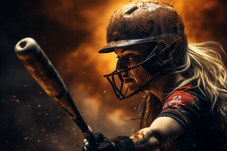 Softball Baseball. team sport with a ball, Fast pitch, Slow pitch, An energetic game of bat and ball, glove. Teamwork, sportsmanship, Entertainment on the outside.の素材