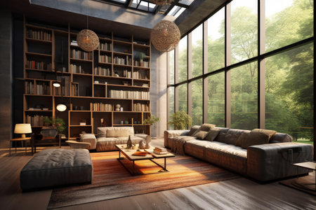 Interior design of living room in luxury home. architecture design with elegant luxury style. modern house. Modern. Cozy apartment. Home decor. Contemporary Vision and Architechture.の素材