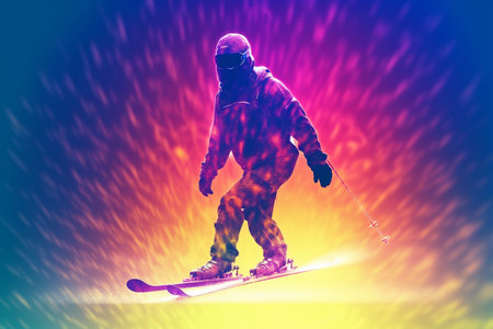 Winter Vacation, winter weekend, skiing ski mask snow sledding, recreation in the winter mountains, adrenaline, speed, nature beauty, enjoyment from the bustle of the city and work.の素材