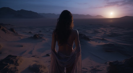 Princess of Persia, desert sands, young attractive girl in traditional in authentic clothing, piercing look, hijabの素材