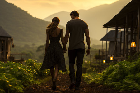 Latin American people, colombian latam farm, finca, couples family, marital relations, field workの素材