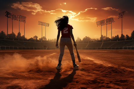 Softball Baseball. team sport with a ball, Fast pitch, Slow pitch, An energetic game of bat and ball, glove. Teamwork, sportsmanship, Entertainment on the outside.の素材