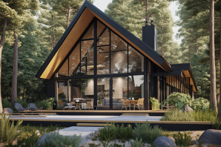 New modern house. new construction. Creative structure. Future architechture. Strict contours mixed with wraparound surfaces. Minimalism and pinkness. Richness and glamour.の素材