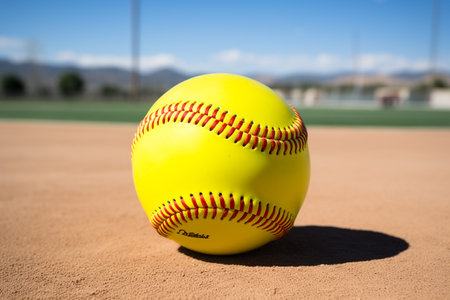 Softball Baseball. team sport with a ball, Fast pitch, Slow pitch, An energetic game of bat and ball, glove. Teamwork, sportsmanship, Entertainment on the outside.の素材