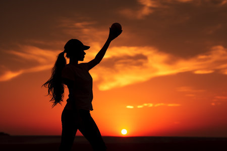 Softball Baseball. team sport with a ball, Fast pitch, Slow pitch, An energetic game of bat and ball, glove. Teamwork, sportsmanship, Entertainment on the outside.の素材