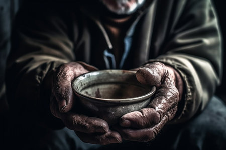Hunger, poverty. Social world problem, lack of nutrition. Food Sanitation. dregs of society, the homeless. Poverty in retirement. Alms. Lonely children and the elderly. Beggars in need of helpの素材