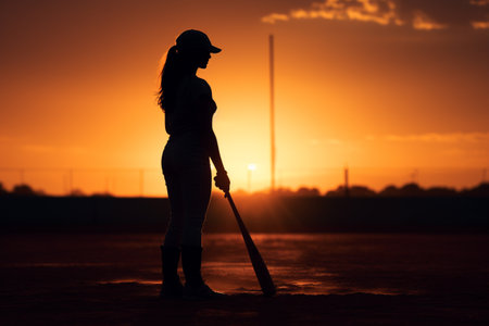 Softball Baseball. team sport with a ball, Fast pitch, Slow pitch, An energetic game of bat and ball, glove. Teamwork, sportsmanship, Entertainment on the outside.の素材