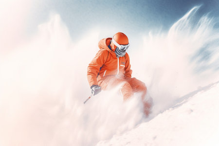 Winter Vacation, winter weekend, skiing ski mask snow sledding, recreation in the winter mountains, adrenaline, speed, nature beauty, enjoyment from the bustle of the city and work.の素材