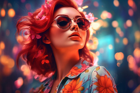 90s, hipsters Memphis style, 1990s, Retro music party, Funky, retrowave, cassette time, tape recorder neon, Fashion street style, bright looks, imported clothing, evocative style.の素材