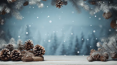 Snowy New Year's Eve Christmas card. Celebrating a snowy new year's eve with a charming Christmas card: winter wonderland, festive holidays, and seasonal greetings in a snow-covered landscape.の素材