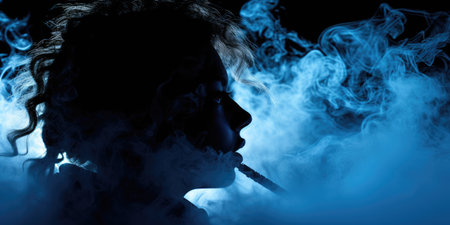 Vaping, electronic cigarette, alternative to cigarettes vape, colorful club of fragrant smoke. A large vapor vapor club, aromatics, different flavorsの素材