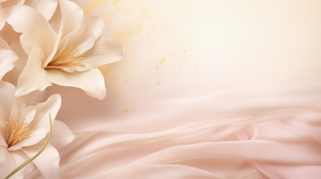 Graceful magnolia and lily banner: serene floral beauty with ample copy space, perfect for diverse creative projects and elegant designsの素材