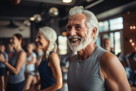 Embracing active aging: the power of retiree fitness for health, vitality, and well-being in the golden years. pensioners fitness, exercise and wellnessの素材