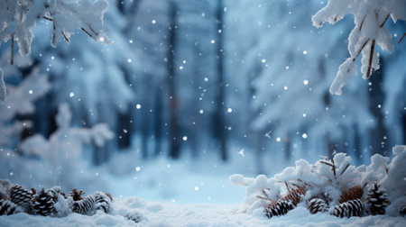 Snowy New Year's Eve Christmas card. Celebrating a snowy new year's eve with a charming Christmas card: winter wonderland, festive holidays, and seasonal greetings in a snow-covered landscape.の素材