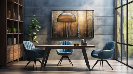 Modern office with plants for a refreshing and productive workspace. eco-friendly open plan modern office space enriched with lush greenery, seamlessly merging nature and work in a harmonious settingの素材