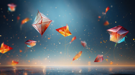 Happy Makar Sankranti. Celebrating the cultural richness and joy: a colorful Indian harvest festival with kites, traditions, and festive cheerの素材