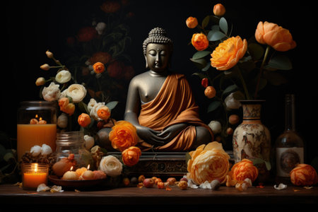 Religion Buddhism. exploring the essence of religion: the path to enlightenment and spiritual awakening in Buddhism's timeless wisdom and meditation practicesの素材