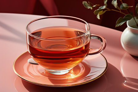 invigorating elegance: Kettle of tea, brewing, a cup of tranquil tea, capturing serenity and flavor in every sip, embracing the art of relaxation and timeless rituals.の素材