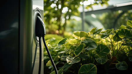 energizing sustainability: the electric green and eco-friendly car revolution, showing efficient battery charging and embracing eco-conscious driving for a greener and cleaner automotive future.の素材