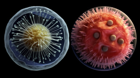 Bacteria, microscopic unicellular organisms, microorganism, under microscope zoomed in, study qualification.の素材