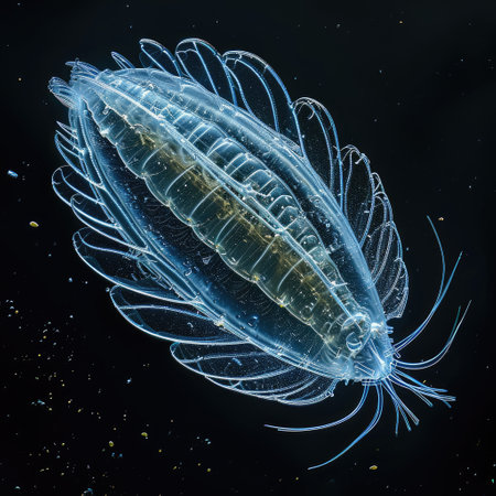 Infusoria aquatic. Tiny ciliates and flagellates create a vibrant ecosystem, embodying the intricate biodiversity within water environments, revealing the hidden world of minute, dynamic life formsの素材