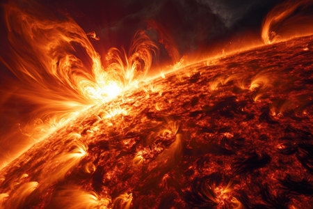 Electromagnetic storm on the sun.の素材