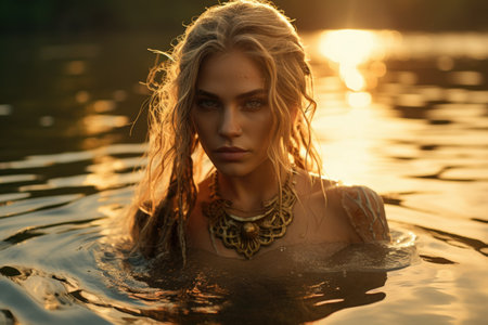 Bold female viking: a glimpse into the fierce world of Nordic shieldmaidens, showcasing strength, bravery, and the untold stories of Viking warrior women in the pages of history and mythの素材