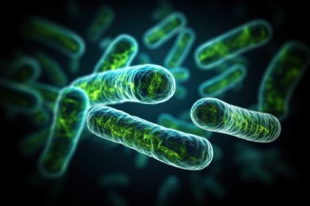 Escherichia Coli, E. Coli Bacterial Strains, Health and Food Safety microcosm, organismal and human biology science and researchの素材