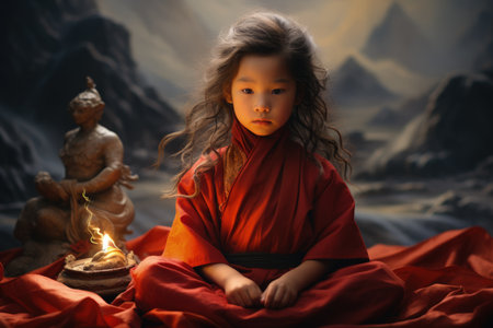 Religion Buddhism. exploring the essence of religion: the path to enlightenment and spiritual awakening in Buddhism's timeless wisdom and meditation practicesの素材