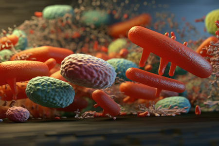 Bacteria, microscopic unicellular organisms, microorganism, under microscope zoomed in, study qualification.の素材
