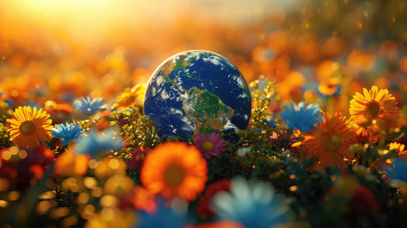 Earth day banner: embracing the importance of loving nature for a sustainable future, promoting environmental consciousness and celebrating the beauty of our planet through eco-friendly initiativesの素材
