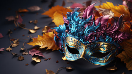 A vibrant carnival unfolds colorful masks adorning people's faces, creating an atmosphere of joy, festivity, mystery. mask showcase intricate designs, adding element of elegance to lively celebrationの素材