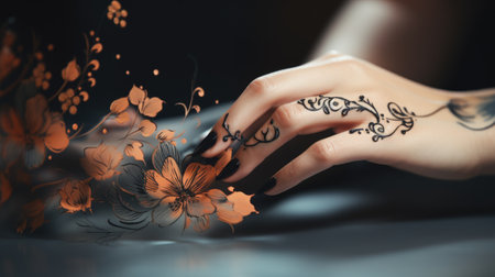 Elegant nails and trendy manicure showcase beauty, sophistication, and creativity in modern nail art, offering a glimpse into the world of stylish and meticulously adorned fingertipsの素材