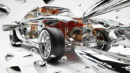 Fantasy Meticulous auto engine disassembly: a comprehensive visual journey, intricate components, gears, pistons, technology involved in disassembly of automotive engine meticulous inspection repairの素材