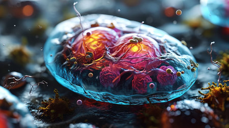 Unveiling the intricacies: the structure of the human cell, a journey into the microscopic realm of organelles, membranes, and genetic material, deciphering the complex blueprint of lifeの素材