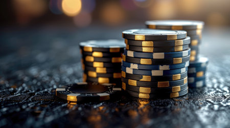Casino, online gaming, app Texas Hold'em, roulette, and a variety of chips for an immersive and thrilling gaming mobile device and live gamesの素材
