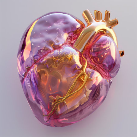 Vibrant 3d heart: a creative and captivating image showing a dynamic and visually striking representation of love and emotion in three-dimensional form.の素材
