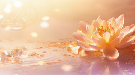 Graceful magnolia and lily banner: serene floral beauty with ample copy space, perfect for diverse creative projects and elegant designsの素材