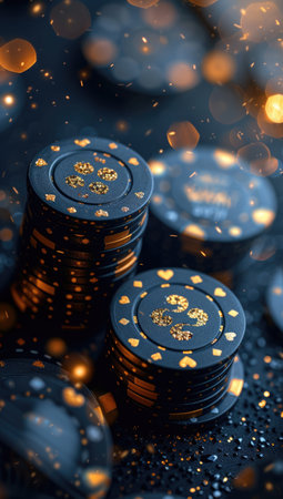 Casino, online gaming, app Texas Hold'em, roulette, and a variety of chips for an immersive and thrilling gaming mobile device and live gamesの素材